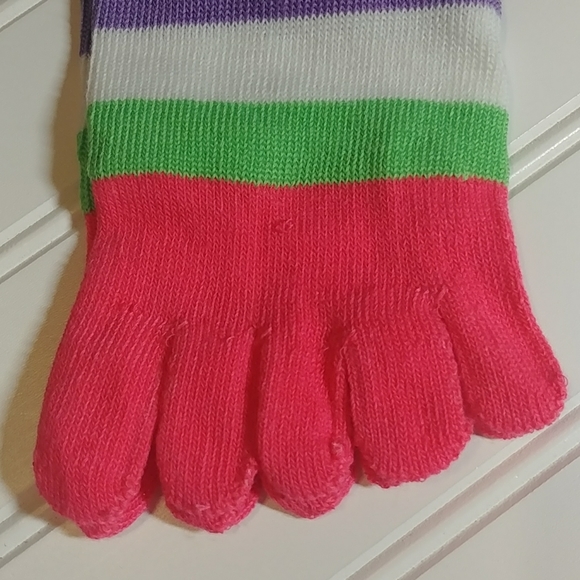 Focus Pink Rainbow Striped Toe Socks-3/$25.00 - Picture 3 of 6